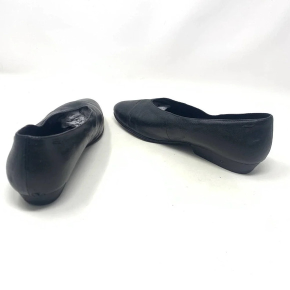 Eileen Fisher Black Leather Pointed Toe Ballet Wedge‎ Flats Size US 7.5 - Picture 7 of 12